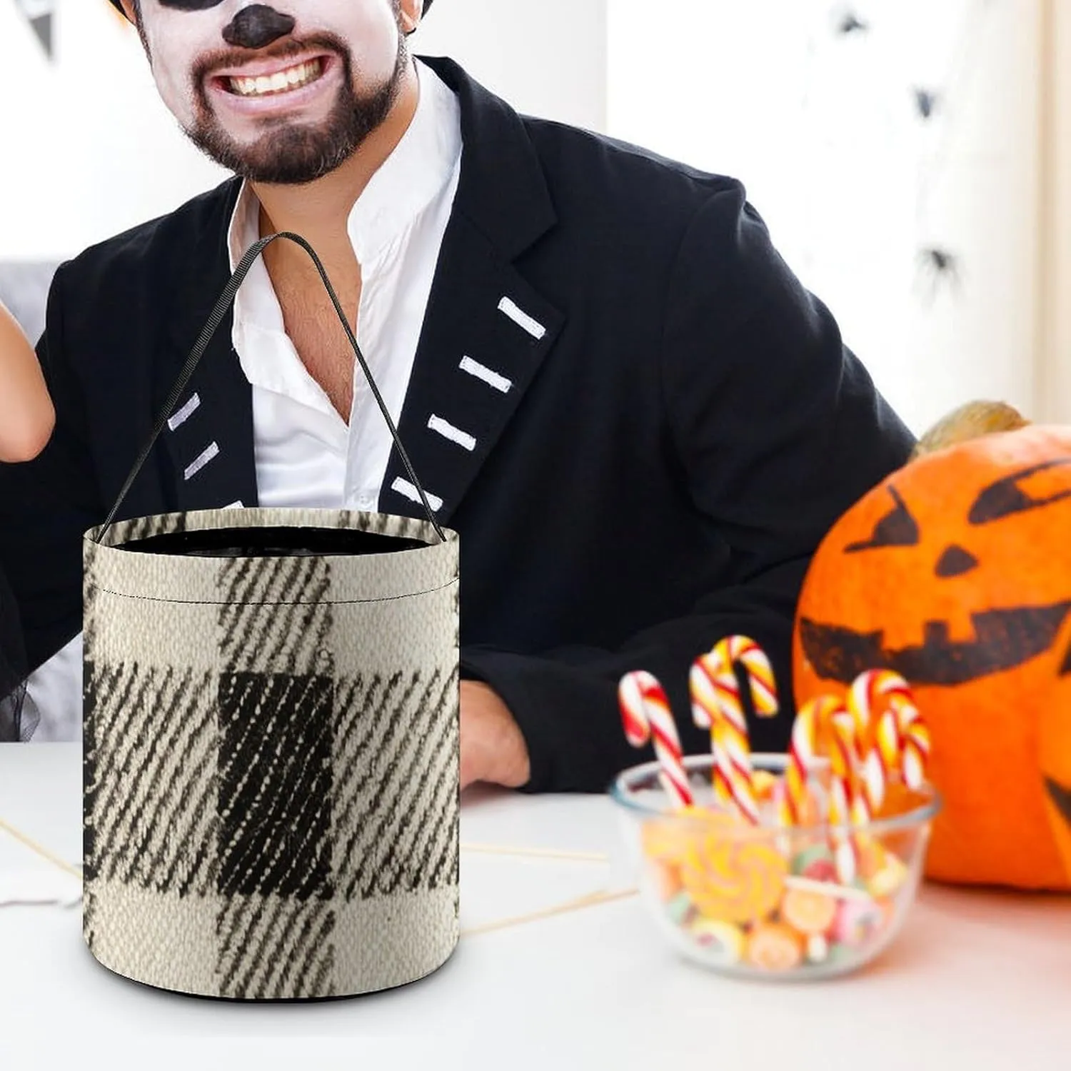 Halloween Trick Or Treat Bags Halloween Tote Bag Blue And White Flowers Gift Bags Halloween Candy Buckets