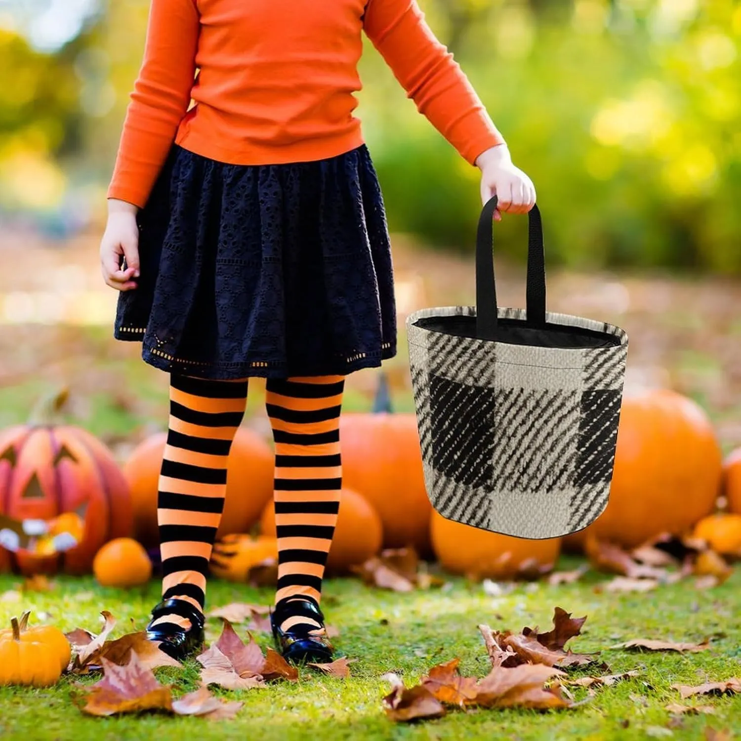 Halloween Trick Or Treat Bags Halloween Tote Bag Blue And White Flowers Gift Bags Halloween Candy Buckets