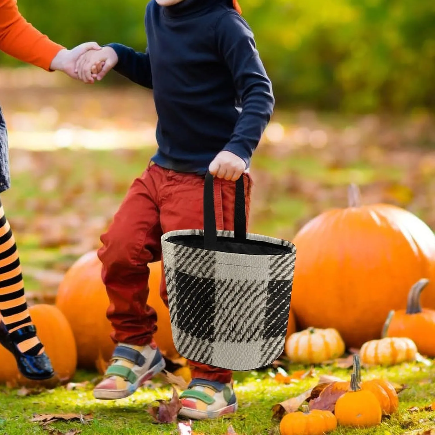 Halloween Trick Or Treat Bags Halloween Tote Bag Blue And White Flowers Gift Bags Halloween Candy Buckets