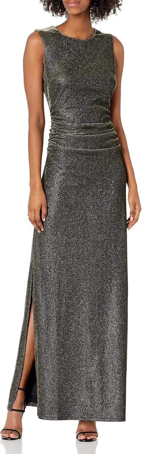 Halston Heritage Women's Ruched Dress, Iridescent Metallic, Size 0