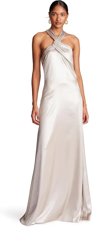 HALSTON Women's Raelynn Gown in Metallic Crepe