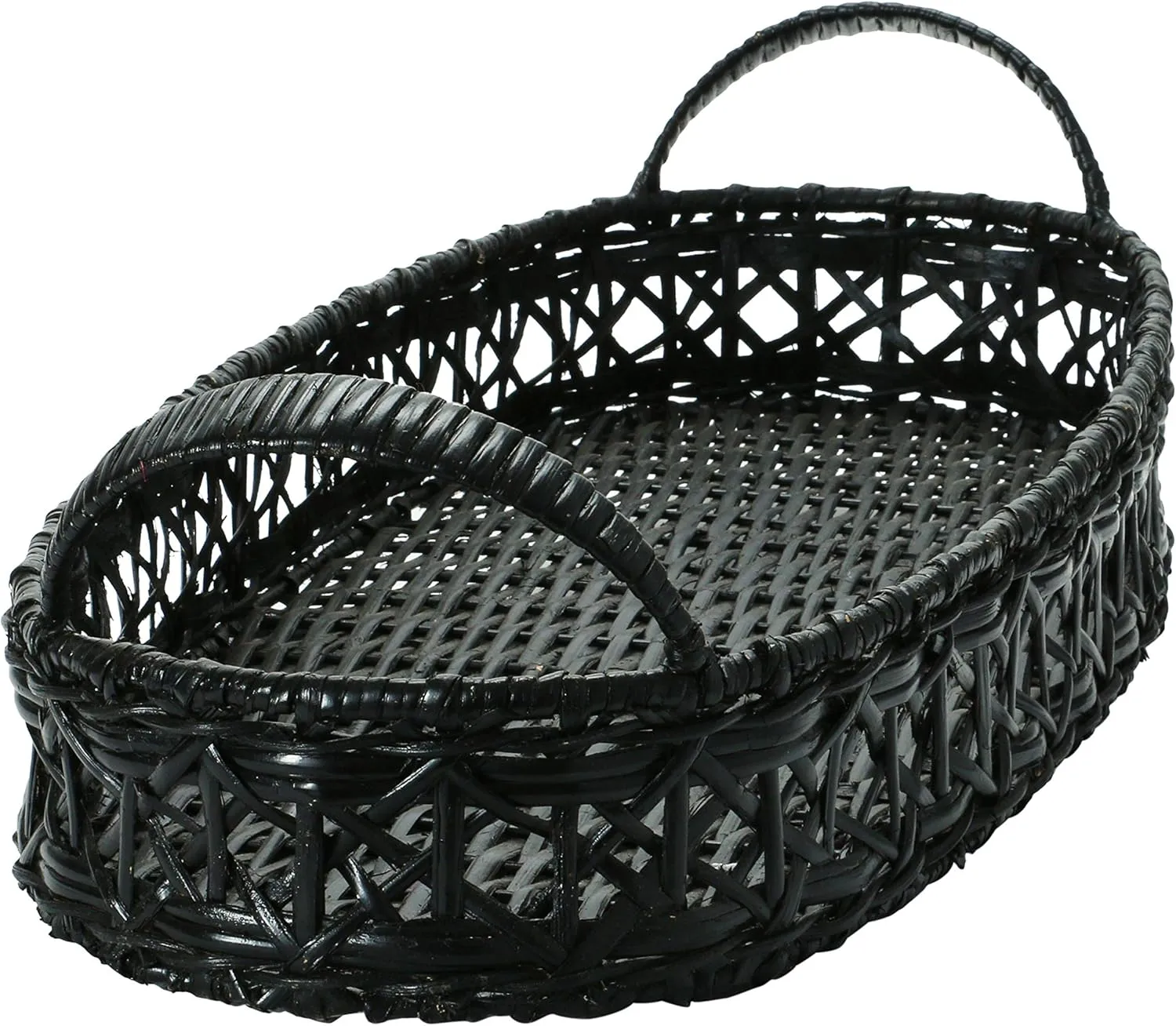 Hand-Woven Rattan Tray with Handles