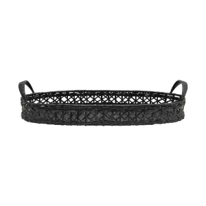 Hand-Woven Rattan Tray with Handles