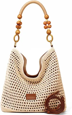 Hand-woven Soft Large Straw Shoulder Bag Retro Boho Tote Bags Summer Beach Bag Rattan Handbag