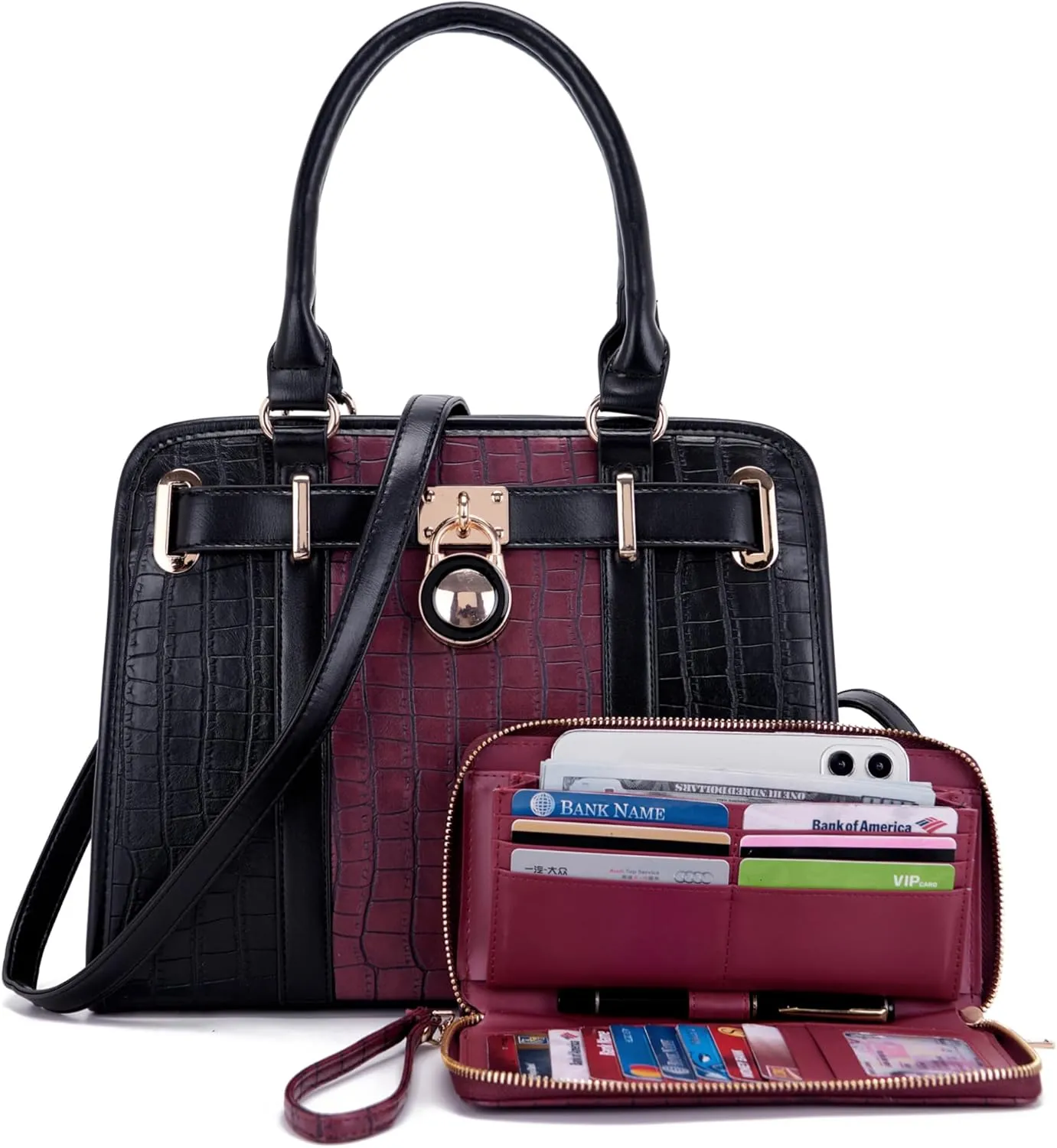 Handbags Sets For Women Shoulder Bags Top Handle Work Satchel Tote Purses Set With Matching Wallet 2pcs