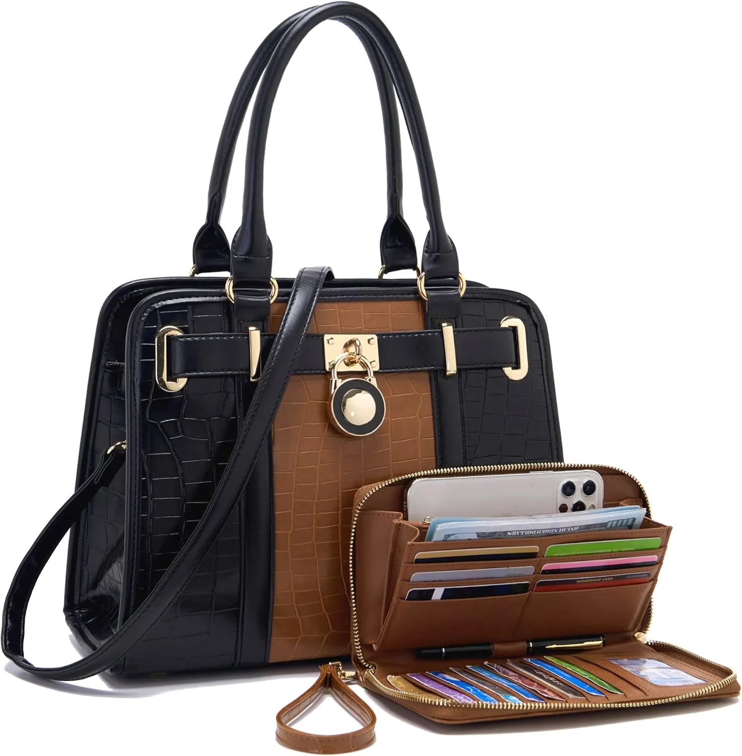 Handbags Sets For Women Shoulder Bags Top Handle Work Satchel Tote Purses Set With Matching Wallet 2pcs