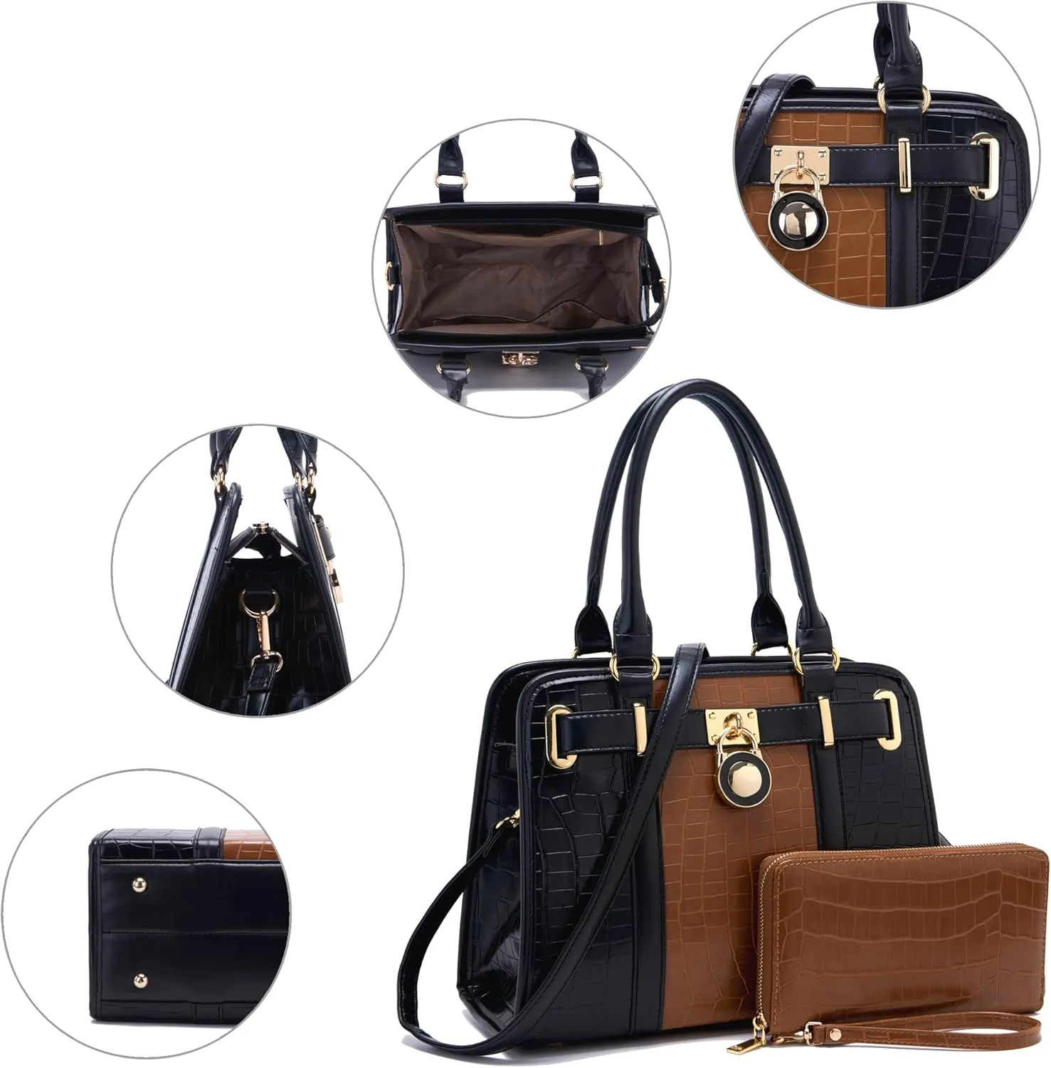 Handbags Sets For Women Shoulder Bags Top Handle Work Satchel Tote Purses Set With Matching Wallet 2pcs