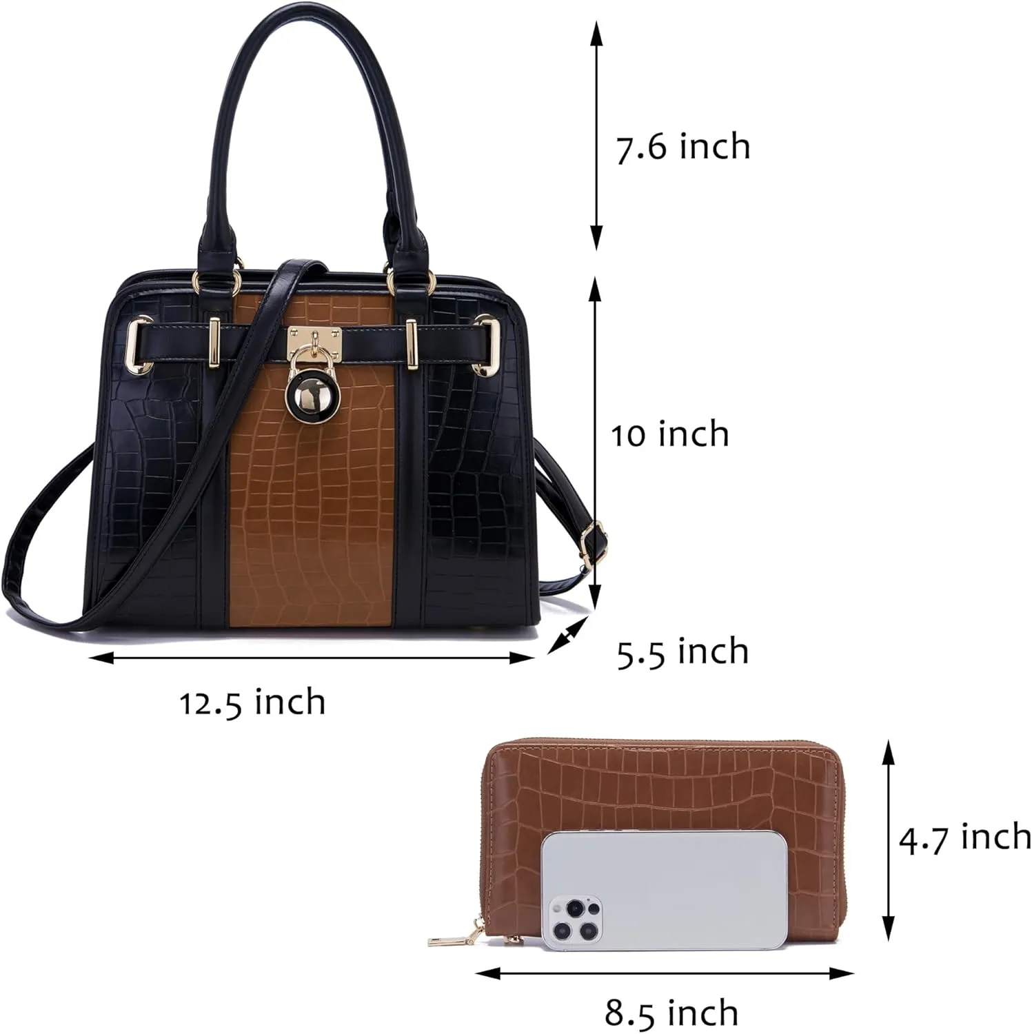 Handbags Sets For Women Shoulder Bags Top Handle Work Satchel Tote Purses Set With Matching Wallet 2pcs