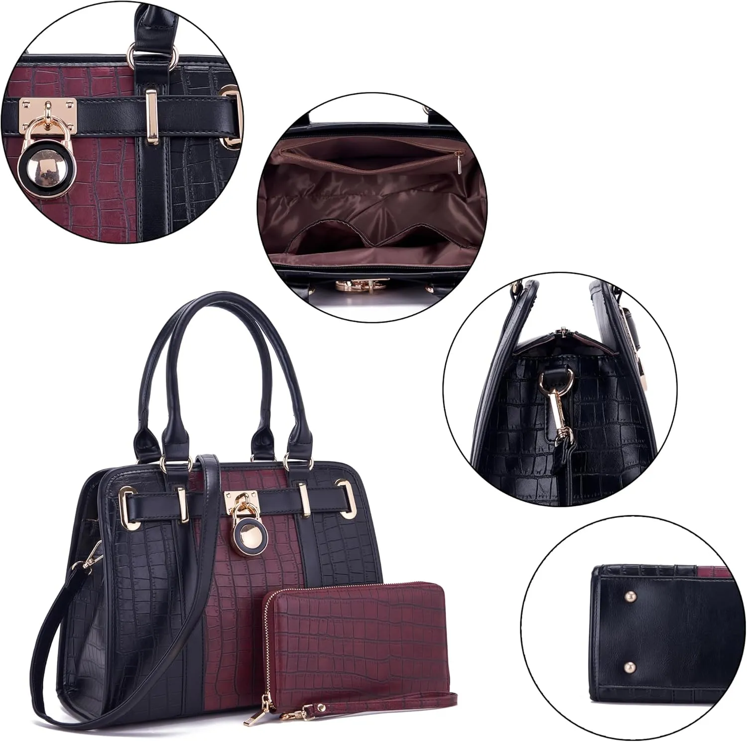 Handbags Sets For Women Shoulder Bags Top Handle Work Satchel Tote Purses Set With Matching Wallet 2pcs