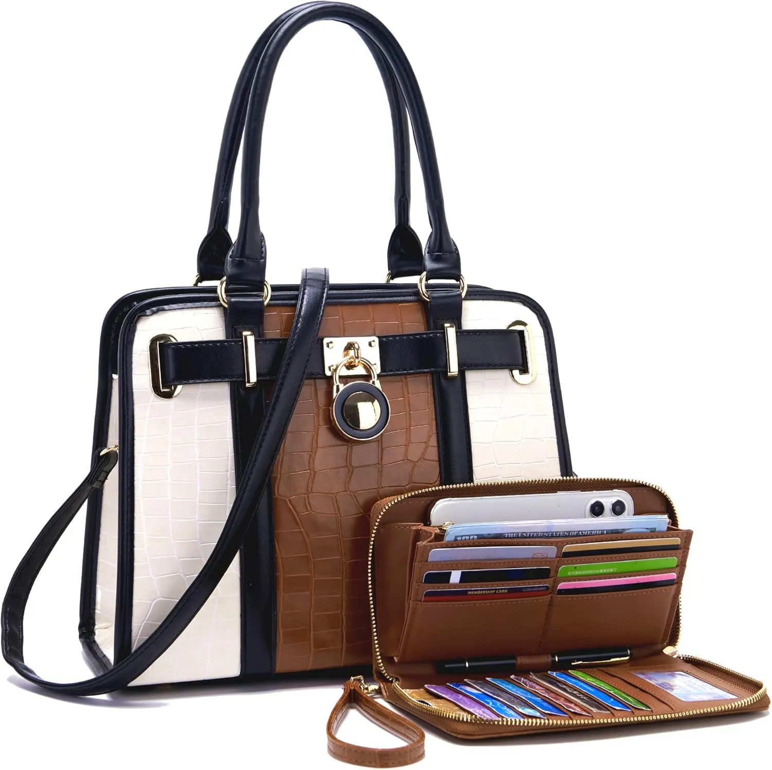 Handbags Sets For Women Shoulder Bags Top Handle Work Satchel Tote Purses Set With Matching Wallet 2pcs