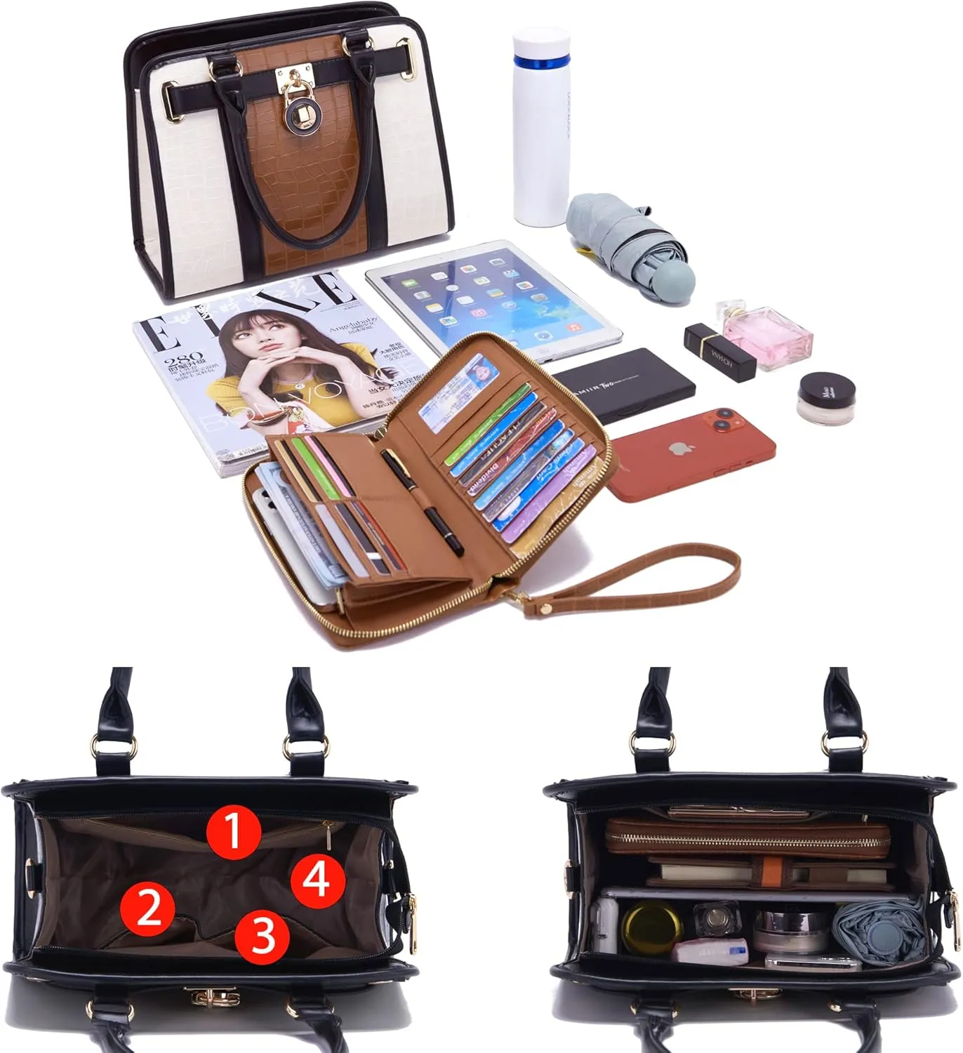 Handbags Sets For Women Shoulder Bags Top Handle Work Satchel Tote Purses Set With Matching Wallet 2pcs