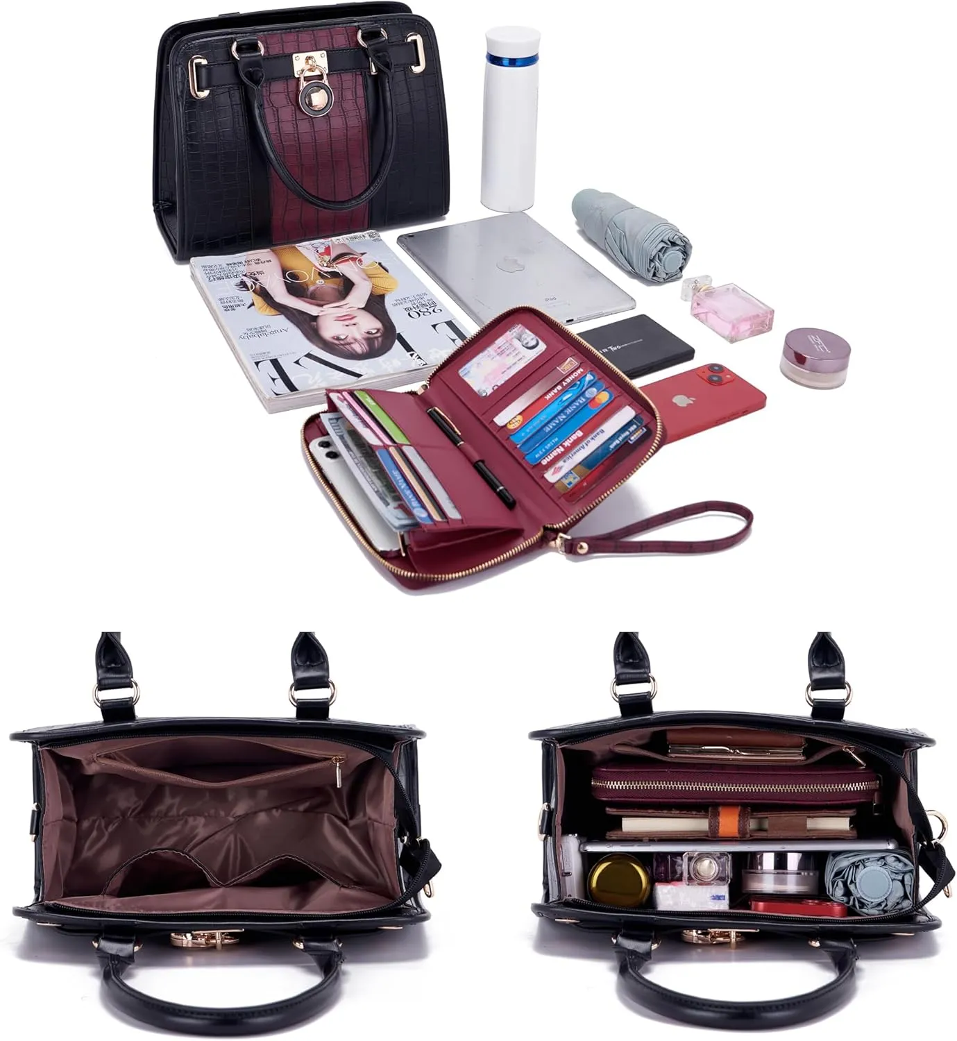 Handbags Sets For Women Shoulder Bags Top Handle Work Satchel Tote Purses Set With Matching Wallet 2pcs