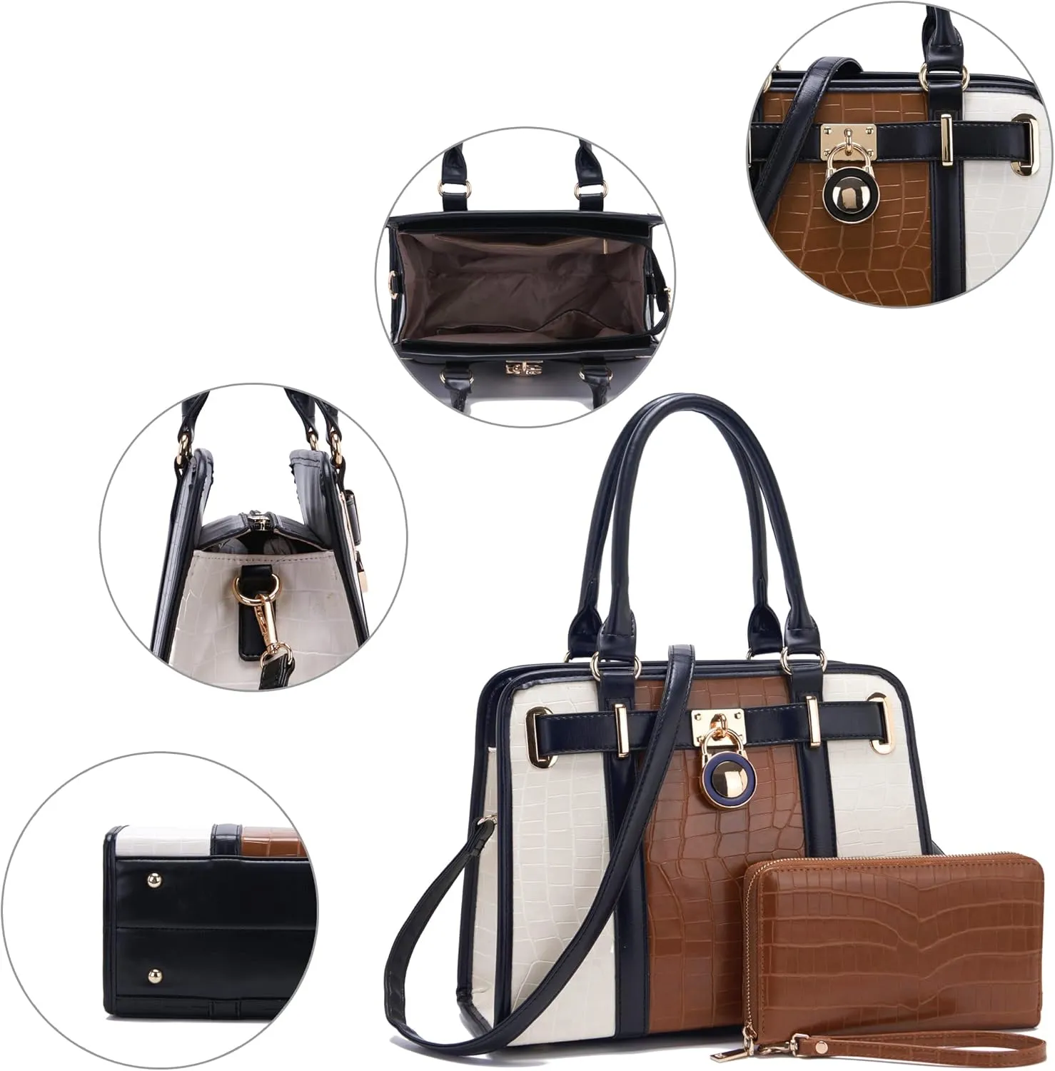 Handbags Sets For Women Shoulder Bags Top Handle Work Satchel Tote Purses Set With Matching Wallet 2pcs
