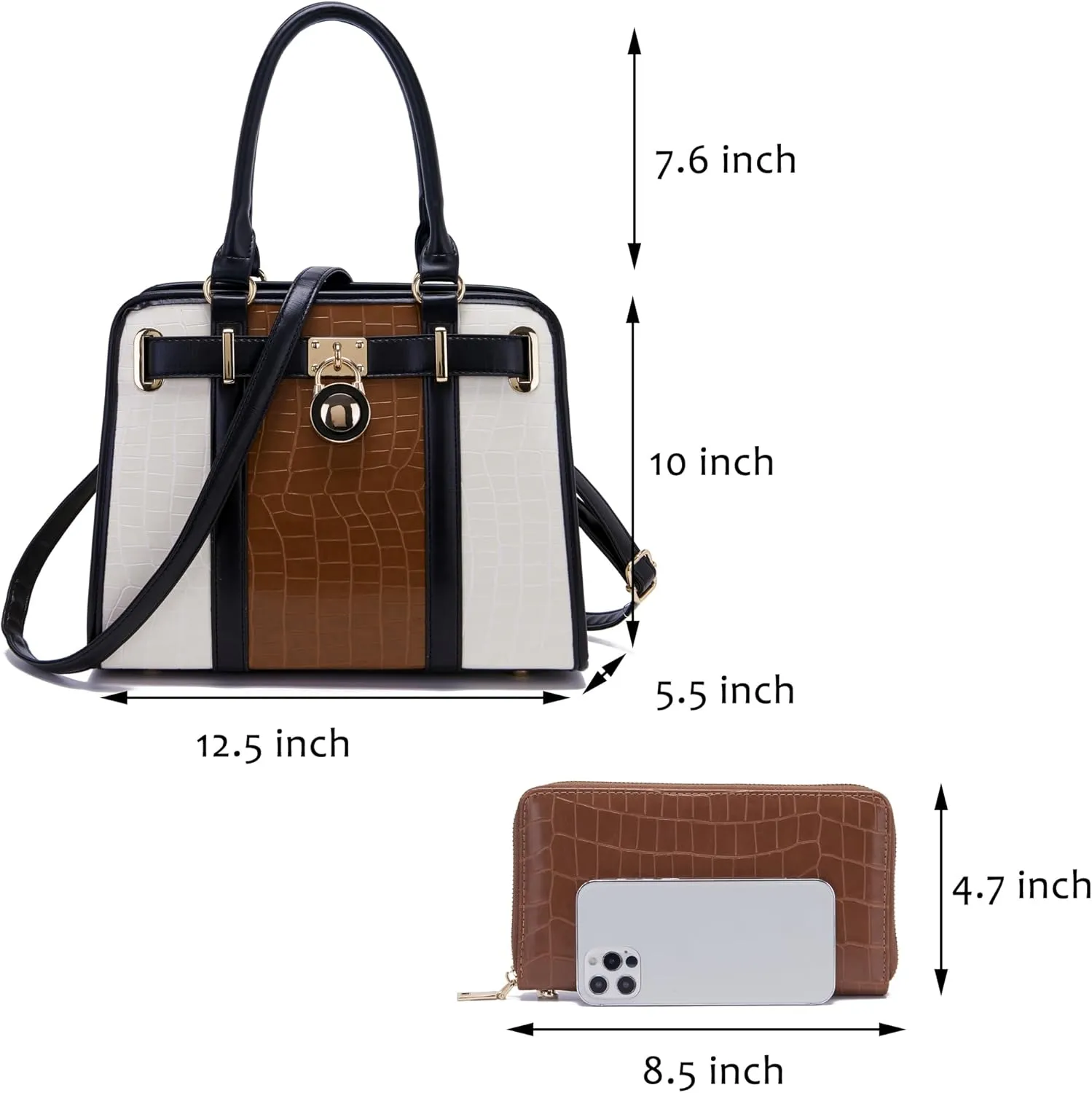 Handbags Sets For Women Shoulder Bags Top Handle Work Satchel Tote Purses Set With Matching Wallet 2pcs