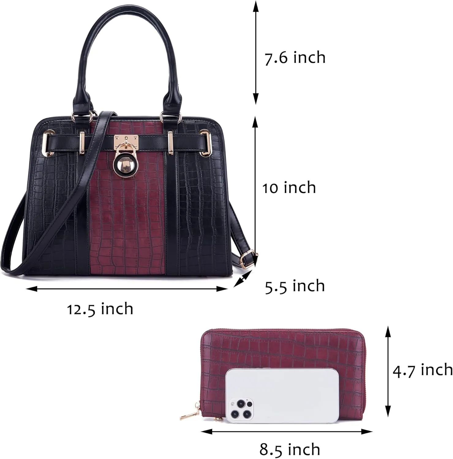 Handbags Sets For Women Shoulder Bags Top Handle Work Satchel Tote Purses Set With Matching Wallet 2pcs