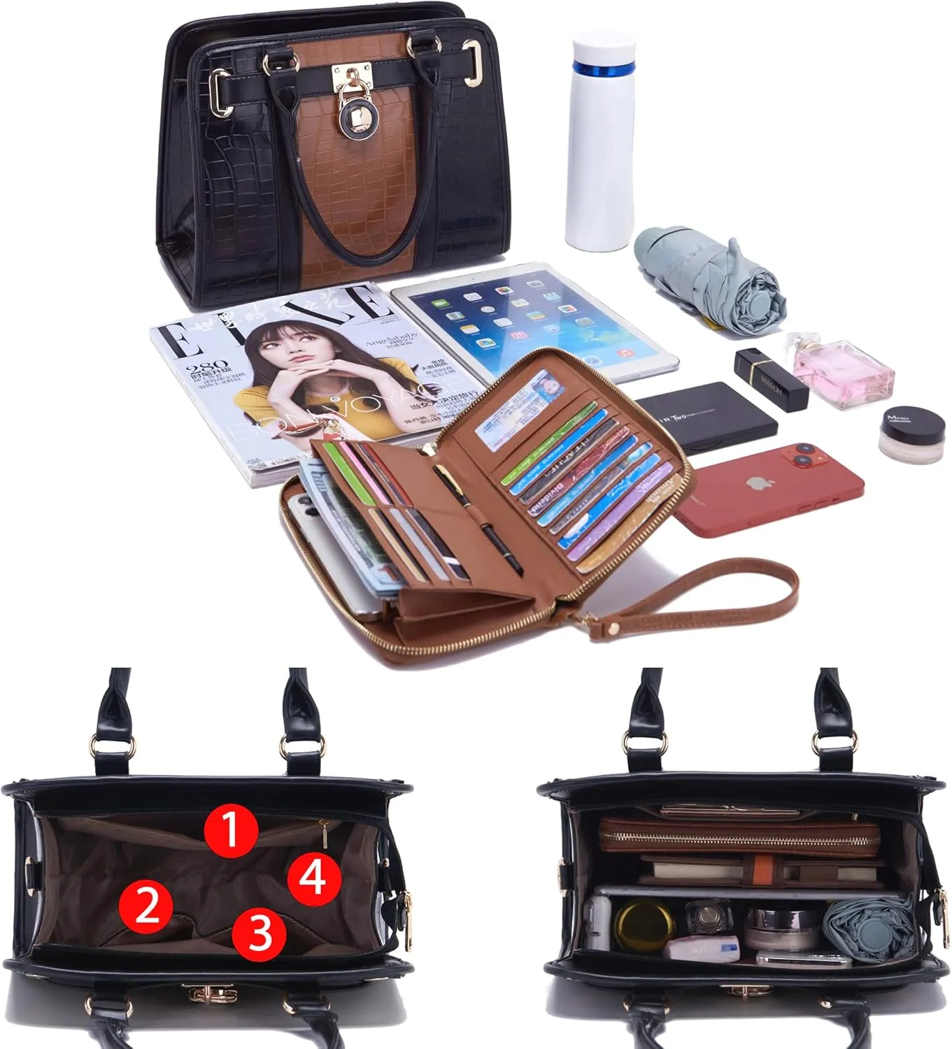 Handbags Sets For Women Shoulder Bags Top Handle Work Satchel Tote Purses Set With Matching Wallet 2pcs