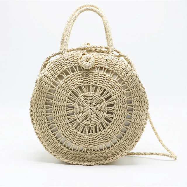 Handmade Rattan Women Round Boho Bag