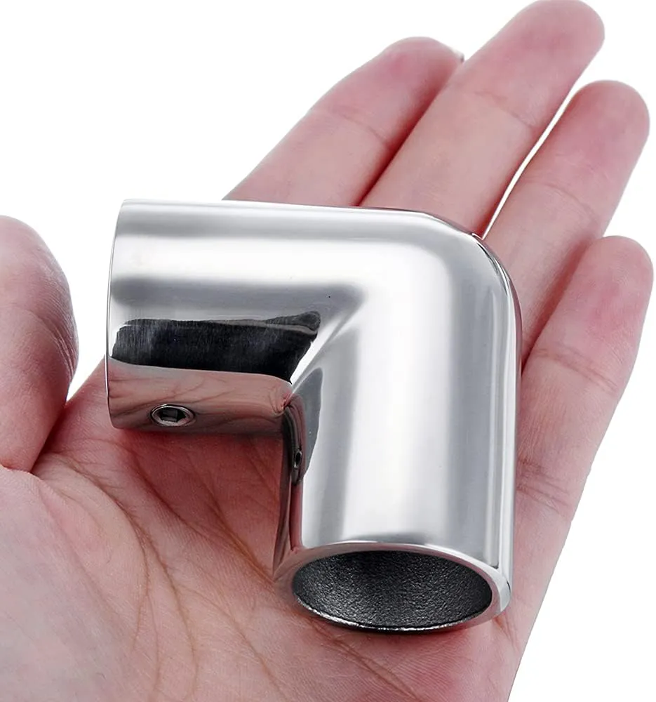Handrail 2-Way Pipe Fitting Elbow,AICWIOO 90 Degree Pipe Connector 316 Stainless Steel Marine bimini top hardware tube connector Spare Part for 7/8 inch O.D. Tubing(2 PCS)