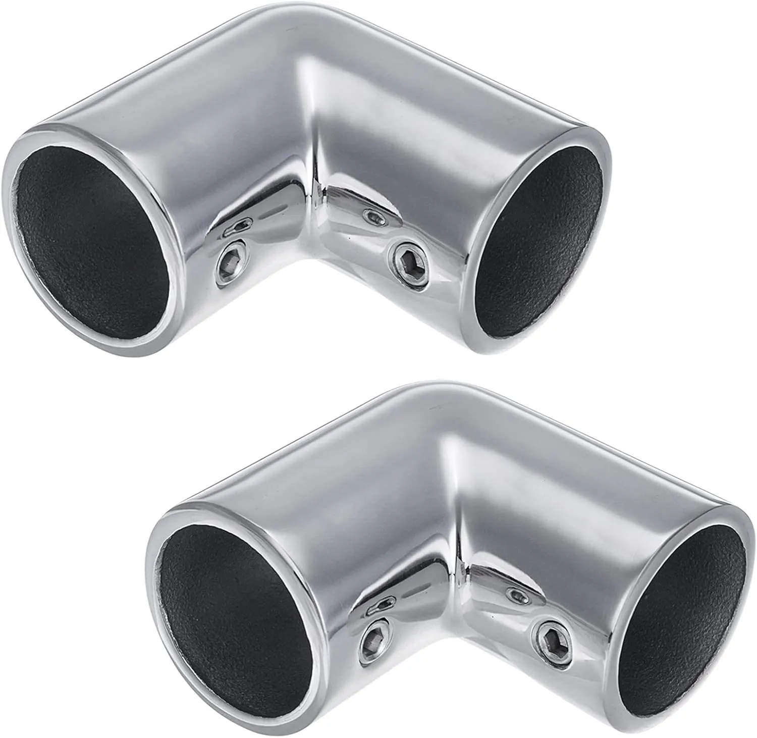 Handrail 2-Way Pipe Fitting Elbow,AICWIOO 90 Degree Pipe Connector 316 Stainless Steel Marine bimini top hardware tube connector Spare Part for 7/8 inch O.D. Tubing(2 PCS)