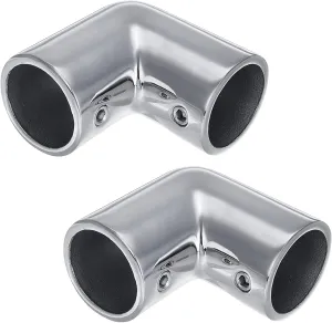 Handrail 2-Way Pipe Fitting Elbow,AICWIOO 90 Degree Pipe Connector 316 Stainless Steel Marine bimini top hardware tube connector Spare Part for 7/8 inch O.D. Tubing(2 PCS)