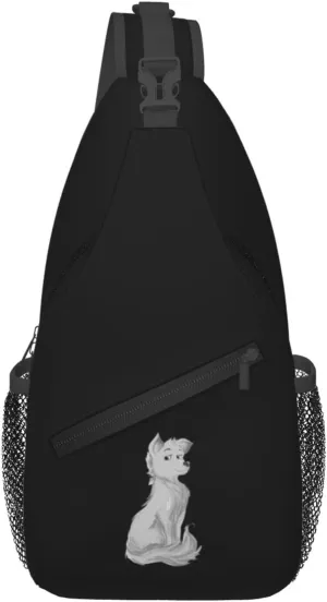 Handsome White Wolf Crossbody Bags For Women Men Chest Backpack Gym Shoulder Bag Travel Outdoor Sports Casual Crossbody Bags