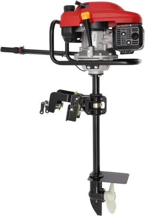 HANGKAI 4 Stroke 4 HP Outboard Boat Motor, 4HP Heavy Duty Fishing Boat Engine Shaft Boat Motor Gas Powered Marine Engine Air Cooling System, 3600rpm 3.5kW