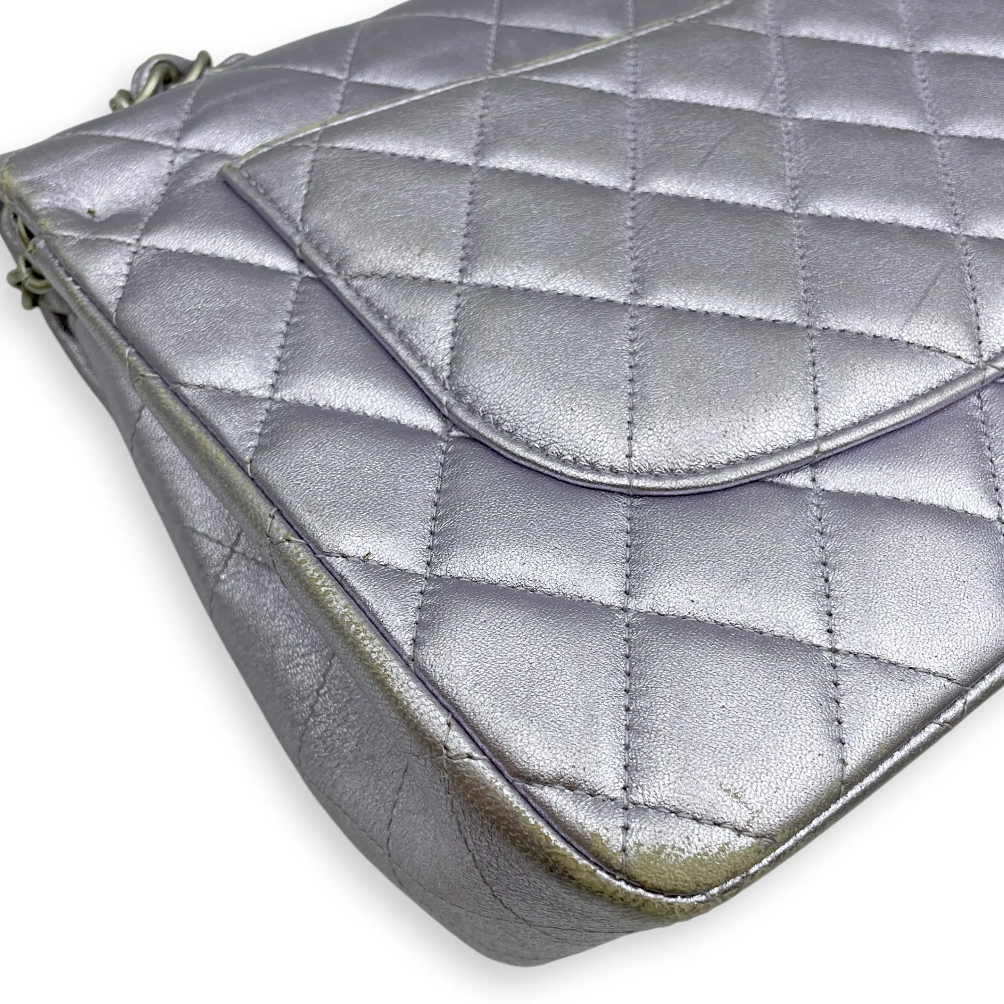 hardware Bag (DF) in Quick resolution Metallic Silver Classic Lambskin, Purple Shoulder Jumbo Affordable delivery