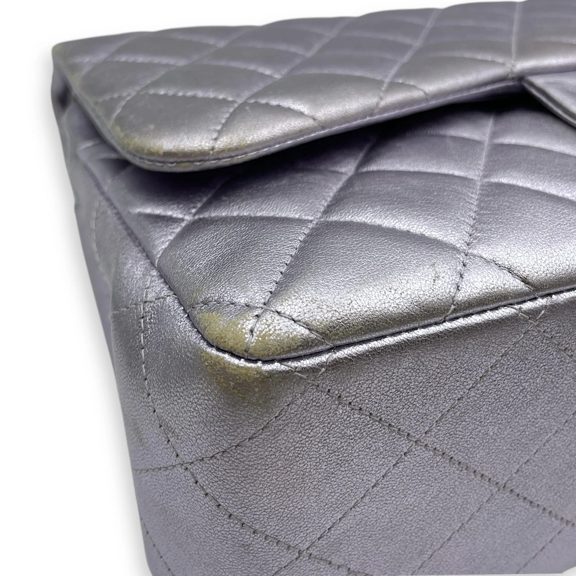 hardware Bag (DF) in Quick resolution Metallic Silver Classic Lambskin, Purple Shoulder Jumbo Affordable delivery