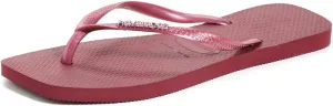 Havaianas Women's Slim Square Logo Metallic Flip Flops