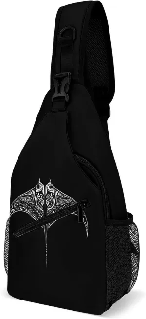 Hawaii Tribal Manta Ray Sling Backpack Multipurpose Crossbody Shoulder Bags Travel Chest Bag Hiking Daypack