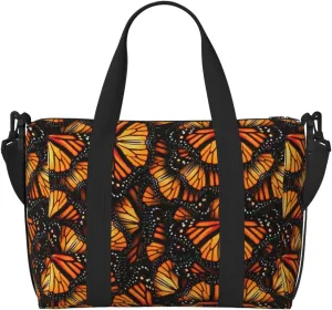 Heaps of Orange Monarch Butterflies print Handbag Oxford shoulder bag casual shoulder bag weekend bag large capacity storage bag