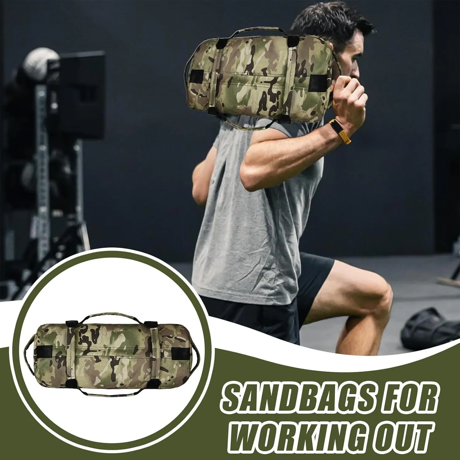 Heavy-Duty Workout Sandbag - Strength Training Bag with Multiple Handles | Ideal for Gym, Outdoor Fitness, Running, and Yoga, Enhances Muscle Endurance and Full-Body Workouts