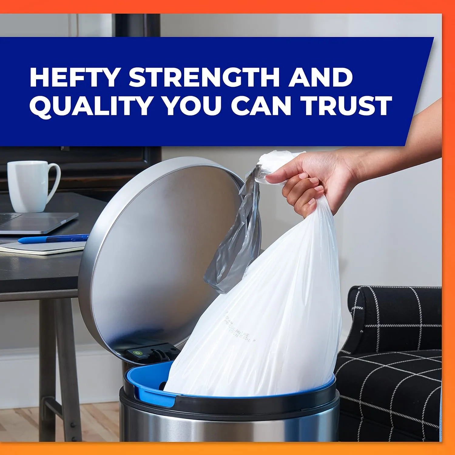 Hefty Made to Fit Trash Bags, Fits simplehuman Size G (8 Gallons), 100 Count (5 Pouches of 20 Bags Each)