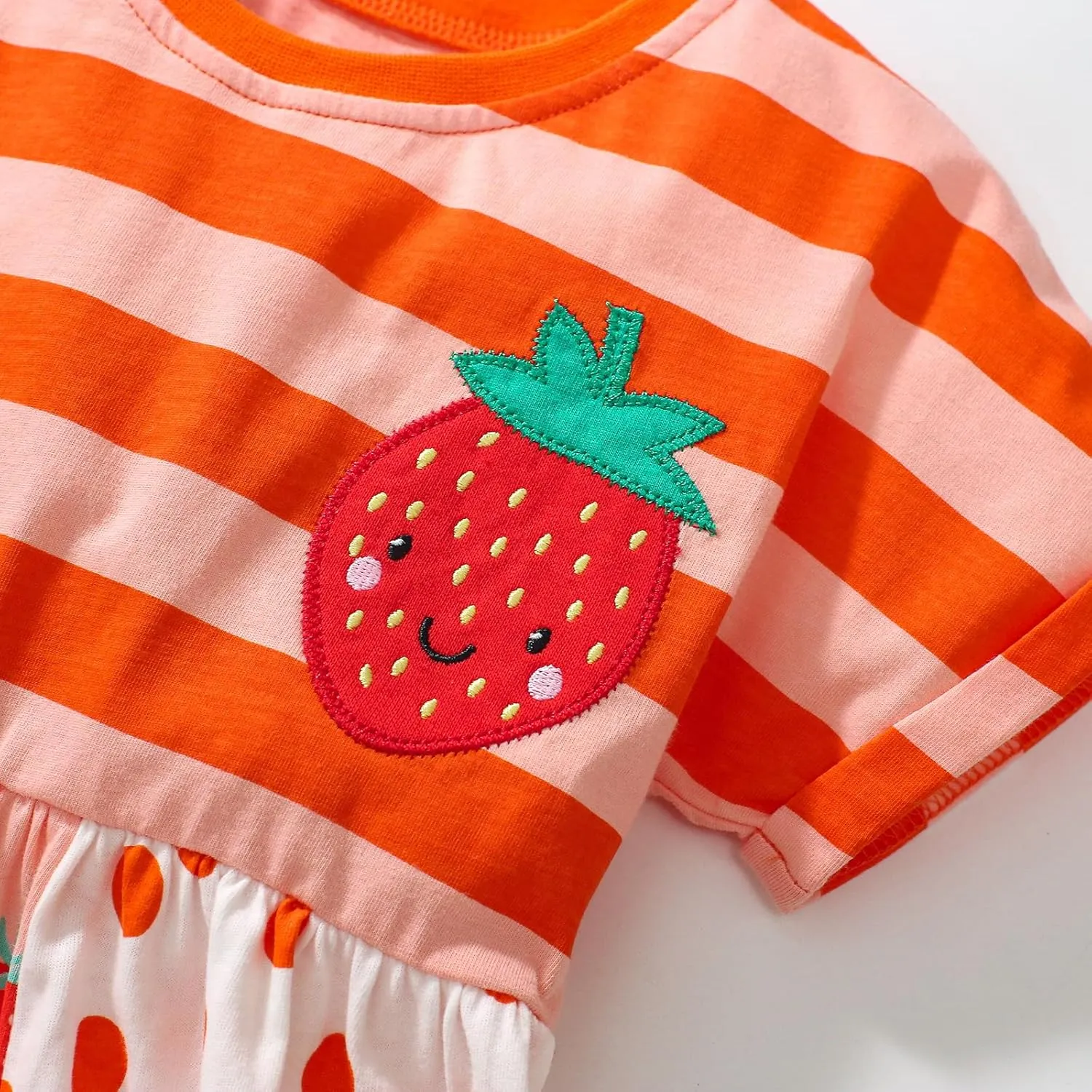 Hongshilian Toddler Girls Cotton Casual Dress Summer Playwear Short Sleeve Shirt Dresses