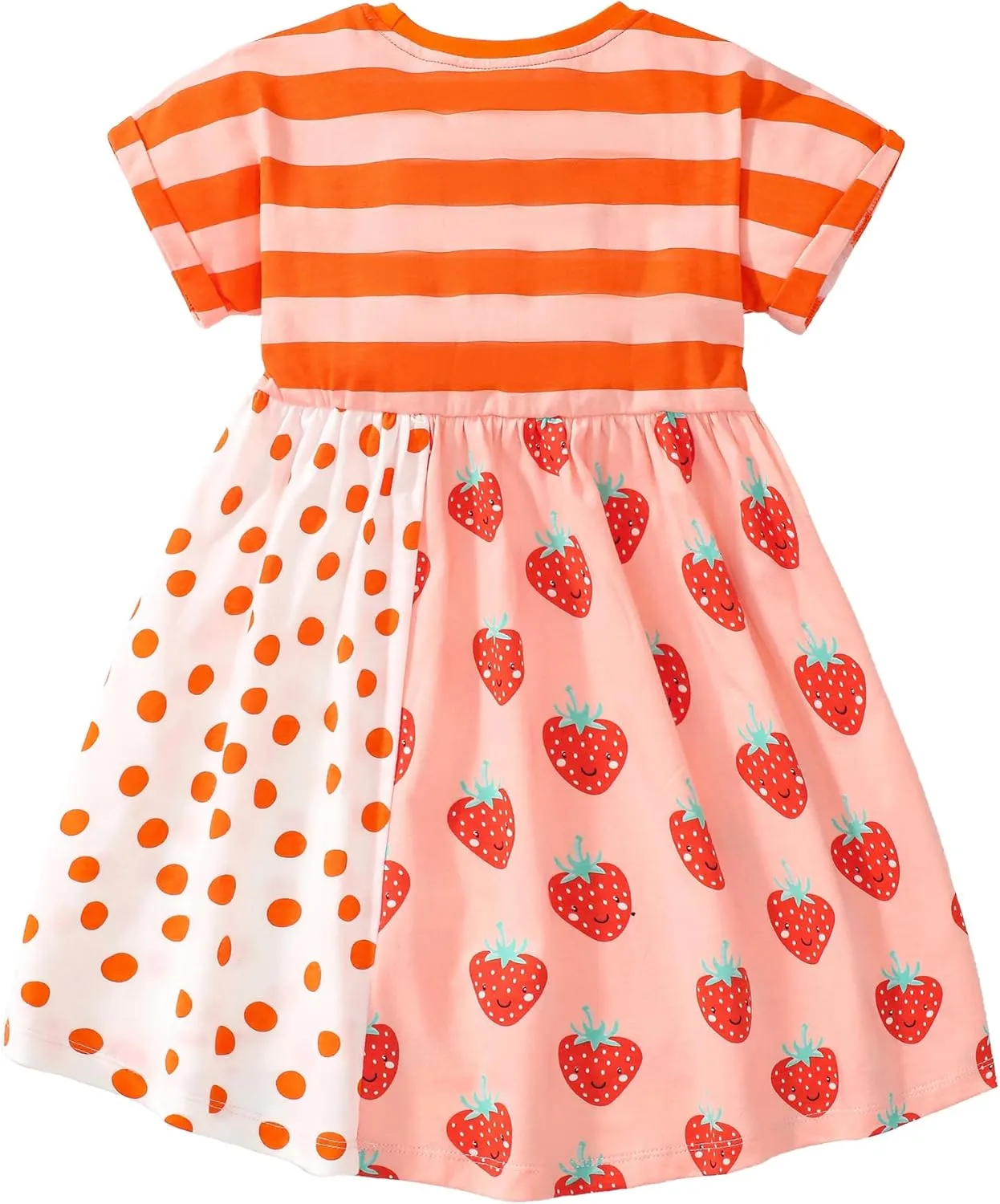 Hongshilian Toddler Girls Cotton Casual Dress Summer Playwear Short Sleeve Shirt Dresses