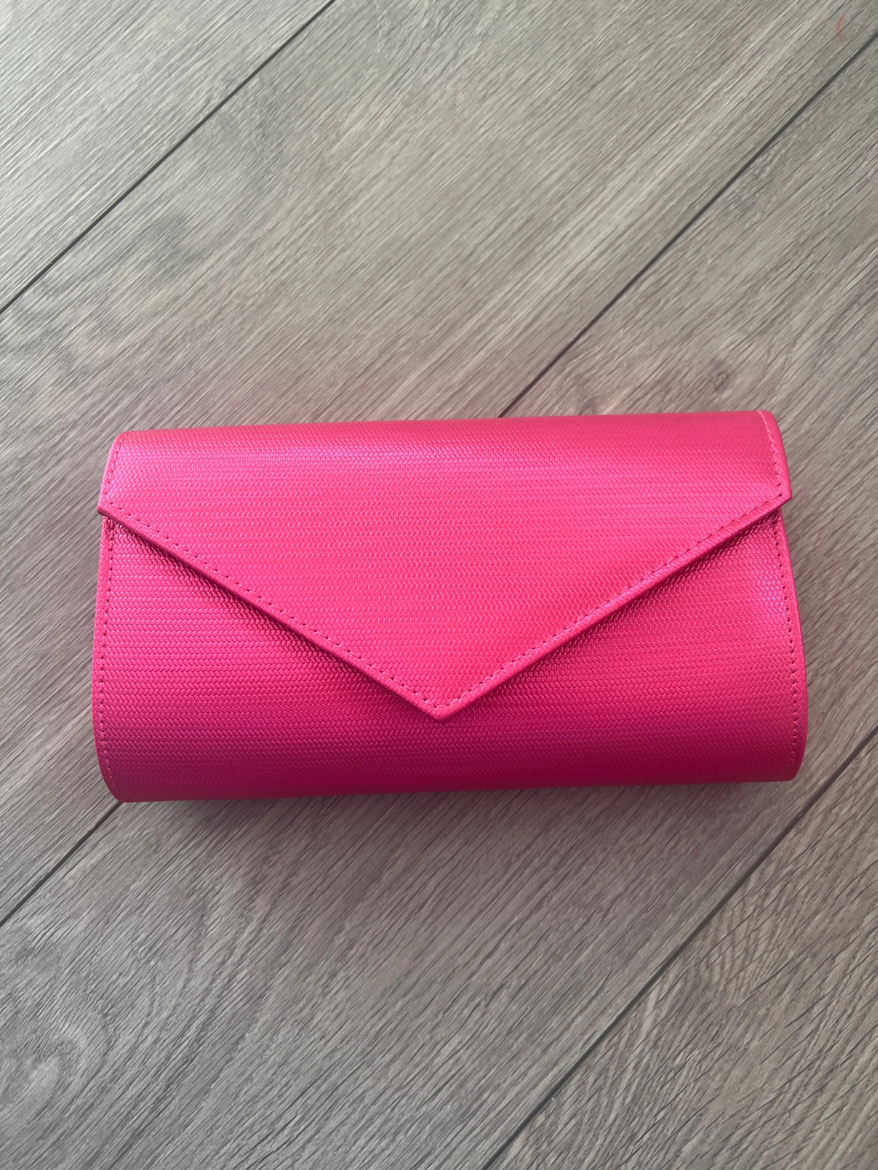 Hot Pink Metallic Envelope Clutch Bag