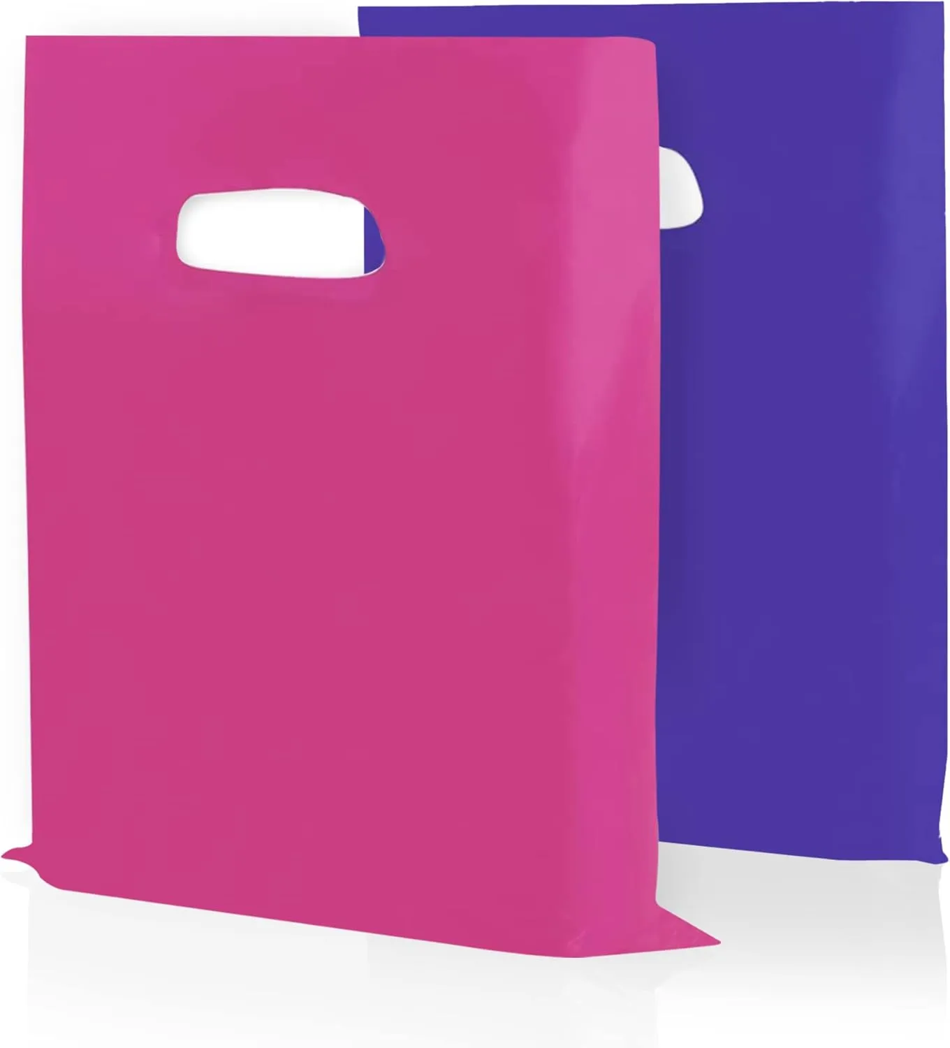 Houseables Plastic Merchandise Shopping Bags, Retail Bag, 16”x18”, 100 Pack, 1.75 Mil Thick, Pink & Purple, Die Cut Handles, Craft Fair Supplies, Store, Glossy, For Sales, Product, Favor, Boutique