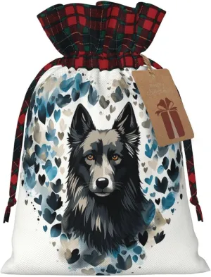 HQaxsfQxnr Christmas Gift Bag Drawstring Gift Bag for Christmasc Puppy Surrounded by Love Gift Bag for Christmasc Linen Wrapping Bag Christmas Drawstring Bag for Party Wrapping
