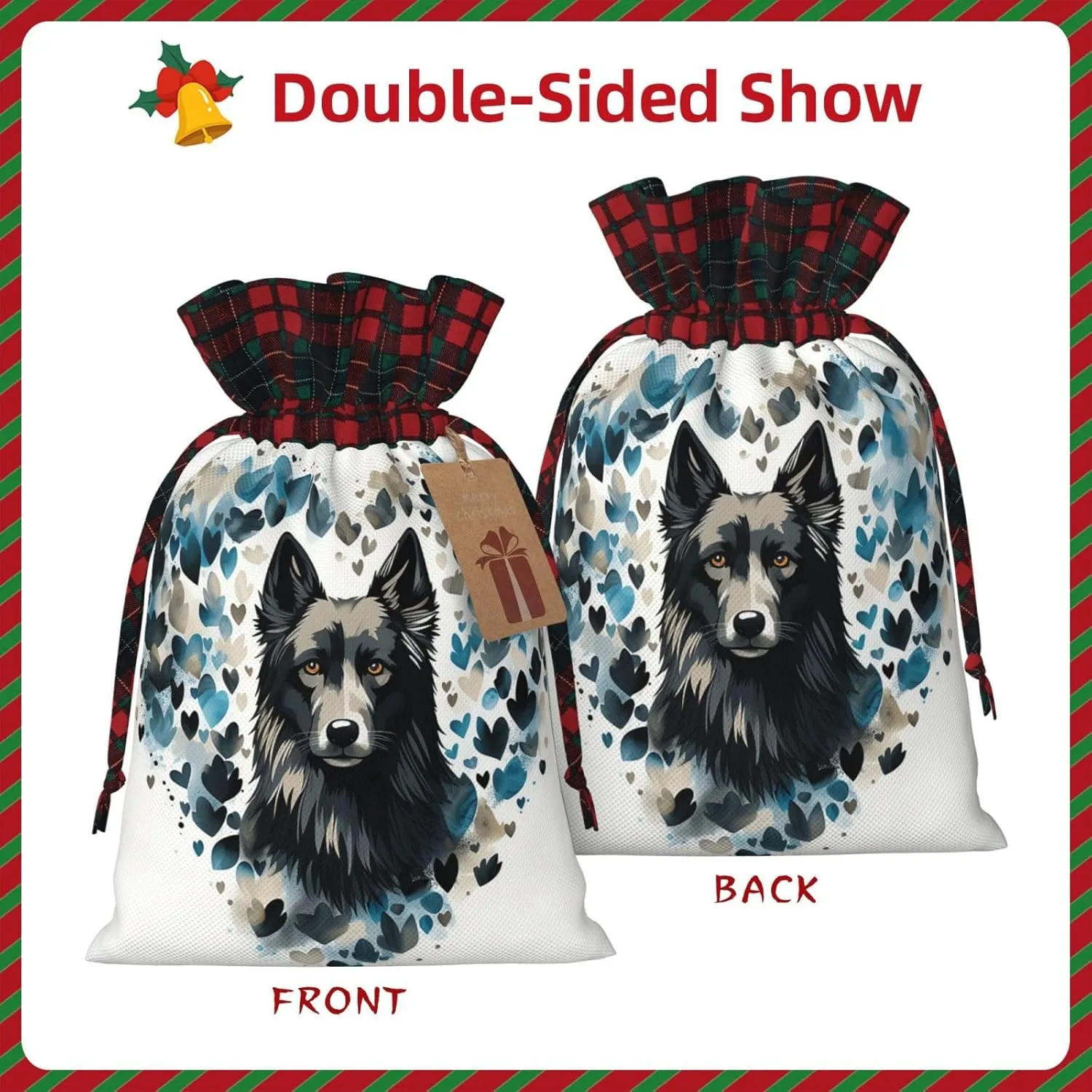 HQaxsfQxnr Christmas Gift Bag Drawstring Gift Bag for Christmasc Puppy Surrounded by Love Gift Bag for Christmasc Linen Wrapping Bag Christmas Drawstring Bag for Party Wrapping