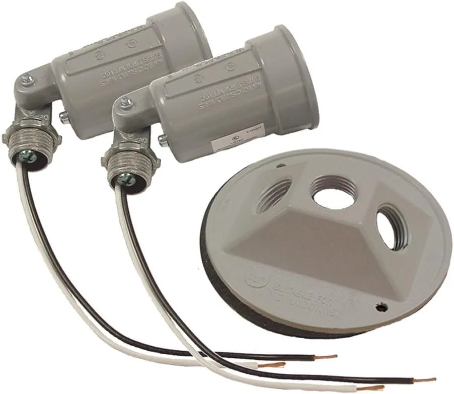 Hubbell-Bell 5625-0 Hubbell-Bell 5625 Weatherproof Combination Lamp Holder, 75-150 W, Par 38, Die Cast Zinc, Gray , Grey
