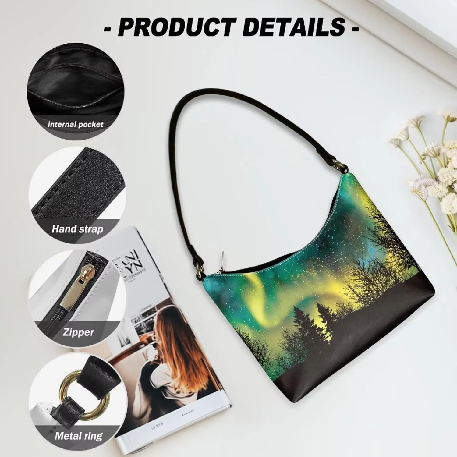 HUGS IDEA Shoulder Bags for Women Small Hobo Tote Handbag Mini Clutch Purse with Zipper Closure