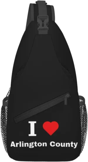 I Love Arlington County Crossbody Bags For Women Men Chest Backpack Gym Shoulder Bag Travel Outdoor Sports Casual Crossbody Bags