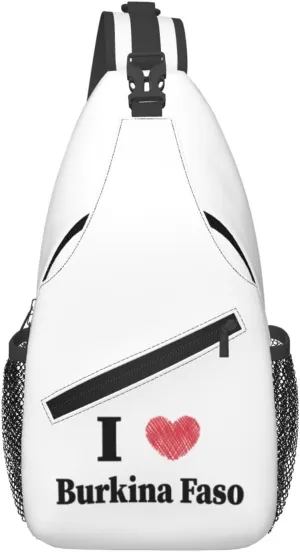 I Love Burkina Faso Crossbody Bags For Women Men Chest Backpack Gym Shoulder Bag Travel Outdoor Sports Casual Crossbody Bags