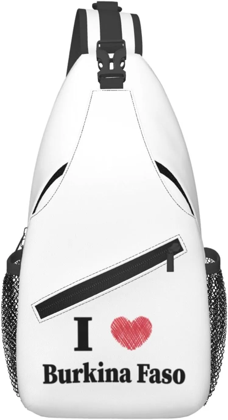 I Love Burkina Faso Crossbody Bags For Women Men Chest Backpack Gym Shoulder Bag Travel Outdoor Sports Casual Crossbody Bags