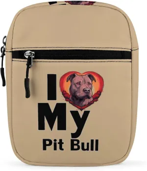I Love My Pit Bull Small Crossbody Bags Adjustable Satchel Bag Travel Shoulder Bag Crossbody Purse for Women Men