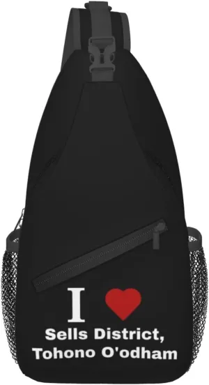 I Love Sells District, Tohono O'odham Crossbody Bags For Women Men Chest Backpack Gym Shoulder Bag Travel Outdoor Sports Casual Crossbody Bags