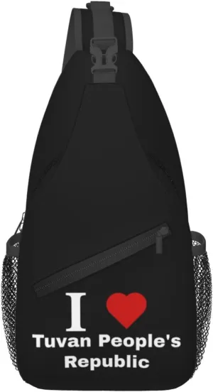 I love Tuvan People's Republic Crossbody Bags For Women Men Chest Backpack Gym Shoulder Bag Travel Outdoor Sports Casual Crossbody Bags