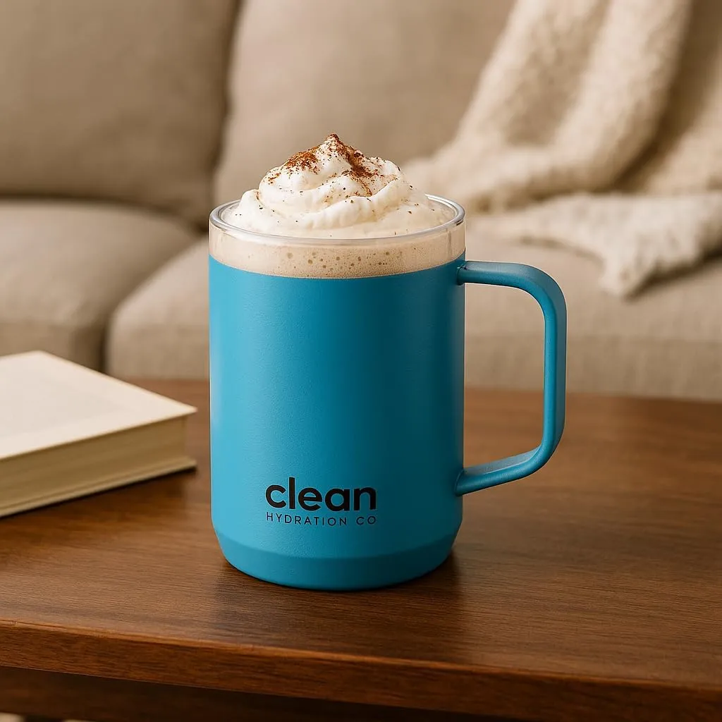 Insulated Coffee tumbler | Travel coffee mug | Ceramic Lined Tumbler | Iced Coffee Tumbler Cup with Lid | Double Wall Vacuum (Aqua, Mug 12oz)