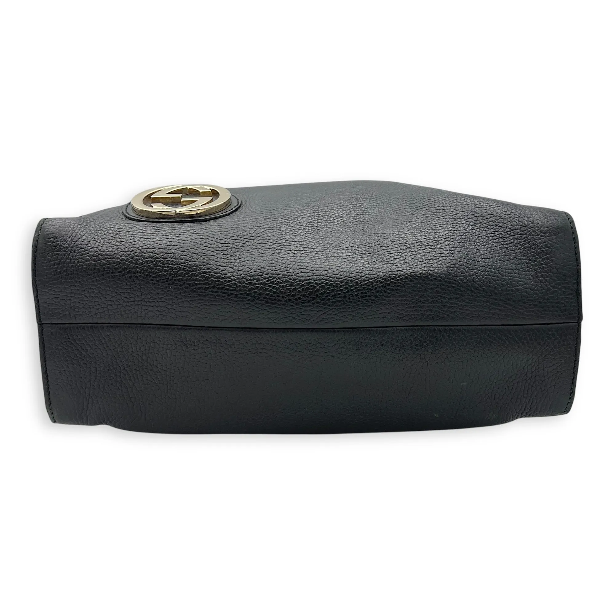Interlocking G Tote Bag Black in Calfskin, Gold hardware
