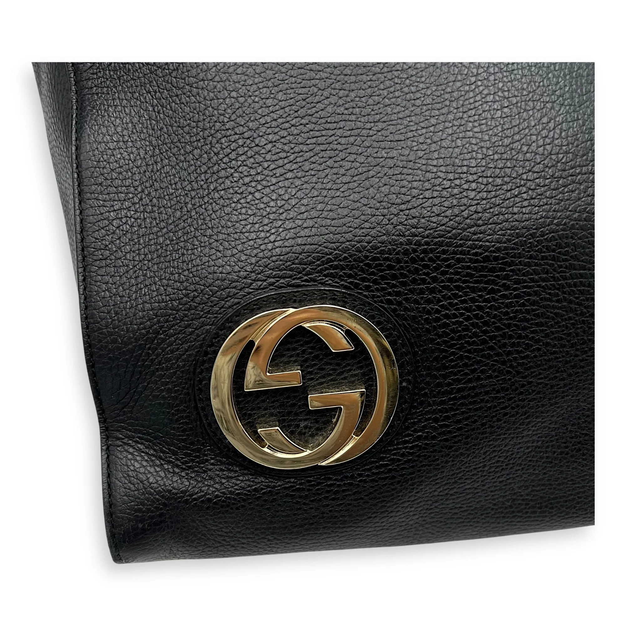 Interlocking G Tote Bag Black in Calfskin, Gold hardware